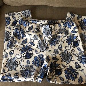 Blue floral ankle pants